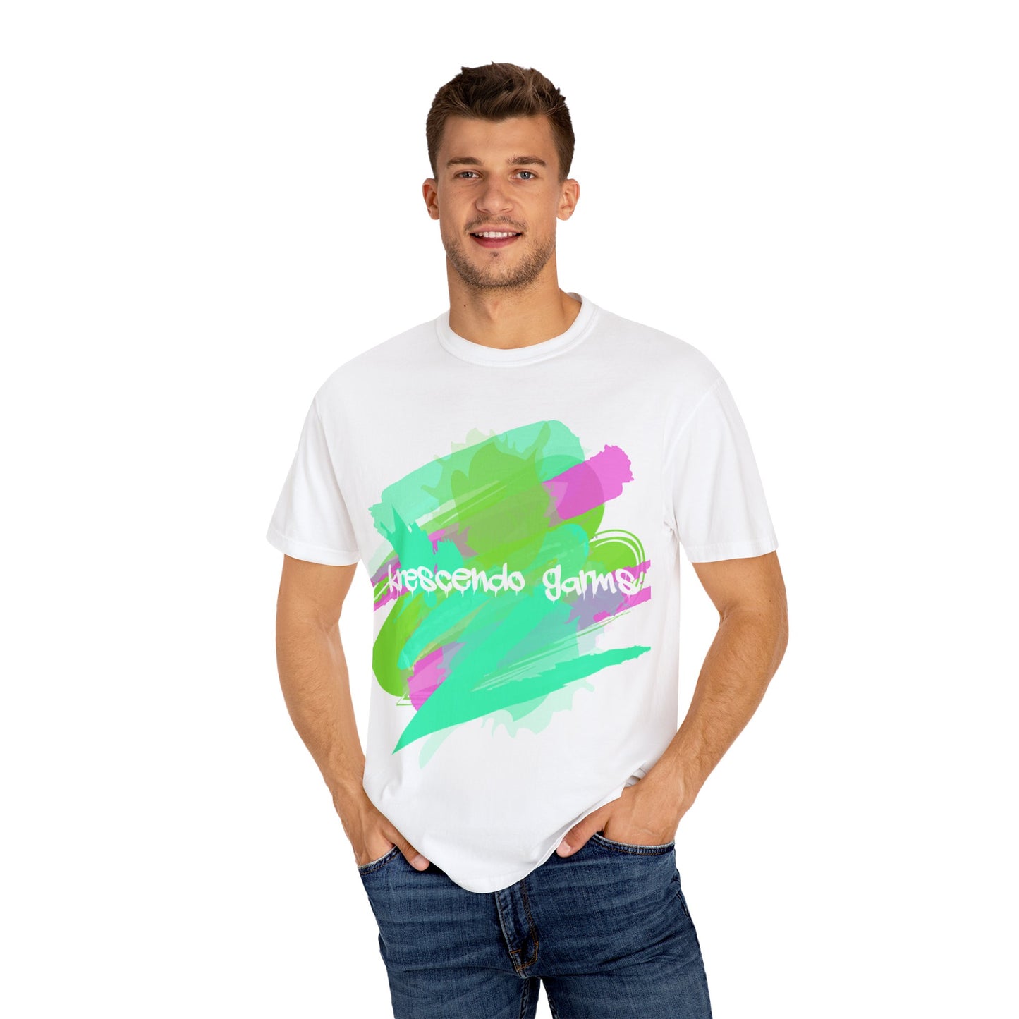 Krescendo Armor Unisex Garment-Dyed T-Shirt - Colorful Abstract Design